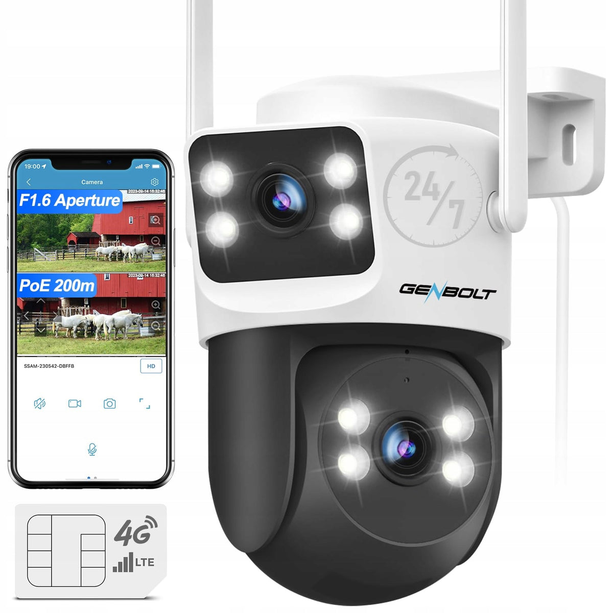 GENBOLT 4G LTE Outdoor Camera with SIM Dual PoE IP Lens Without WiFi