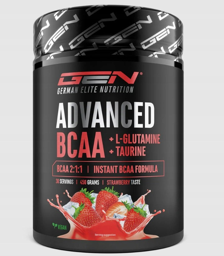 GENE ADVANCED BCAA 2:1:1 LEUCINE 450g MUSCLE REGENERATION STRAWBERRY STRENGTH