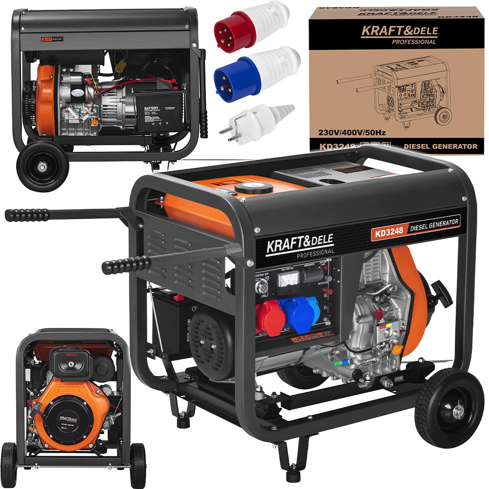 GENERATOR SET 3 PHASE KRAFT 7000W DIESEL 7KW 230V/400V *