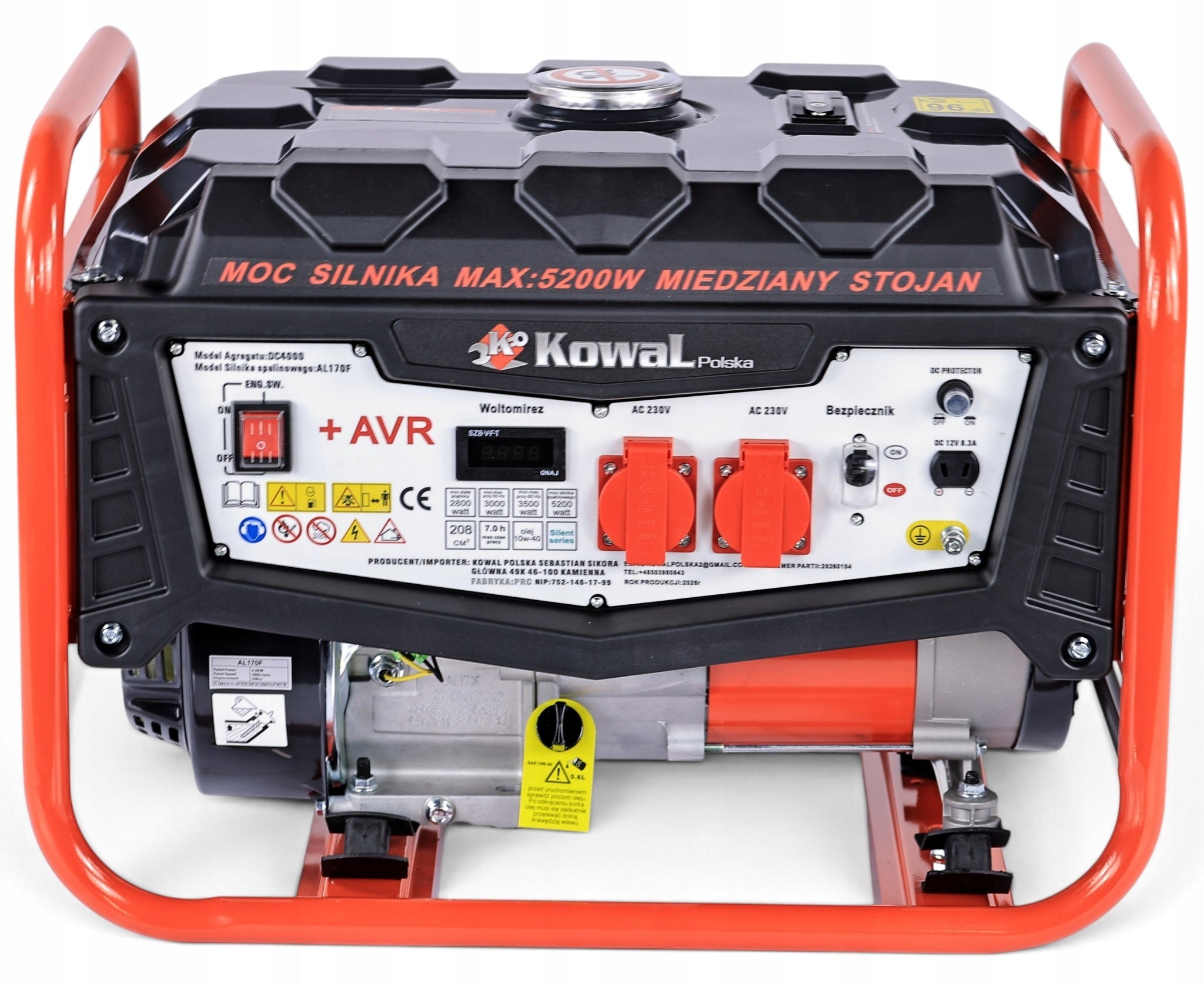 GENERATOR SET 5,2kW COPPER STATOR blacksmith AVR+ HOUR COUNTER Manufacturer code KowaL A1 PRO