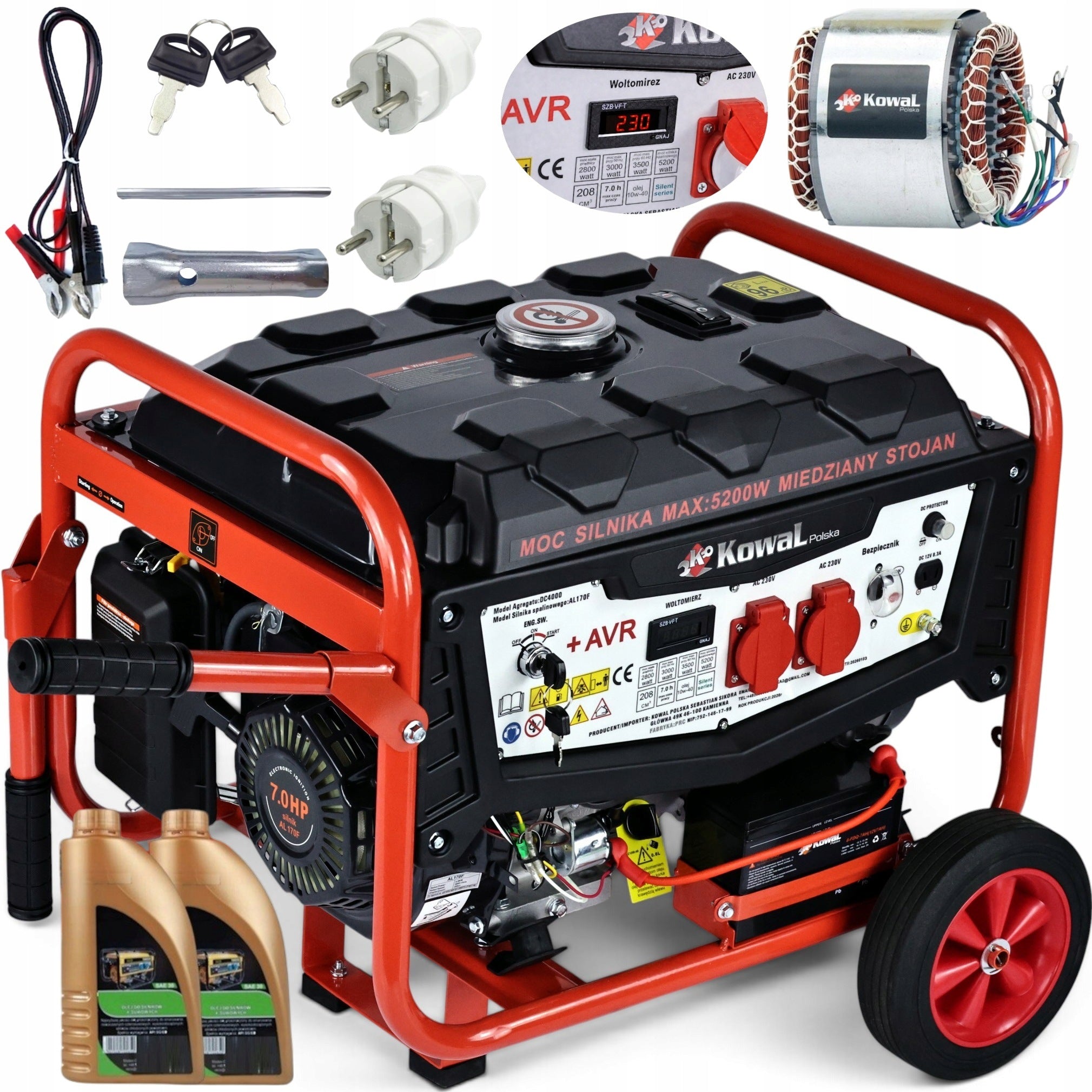 GENERATOR SET 5,2kW ELE-START AVR+ COPPER STATOR blacksmith hour counter