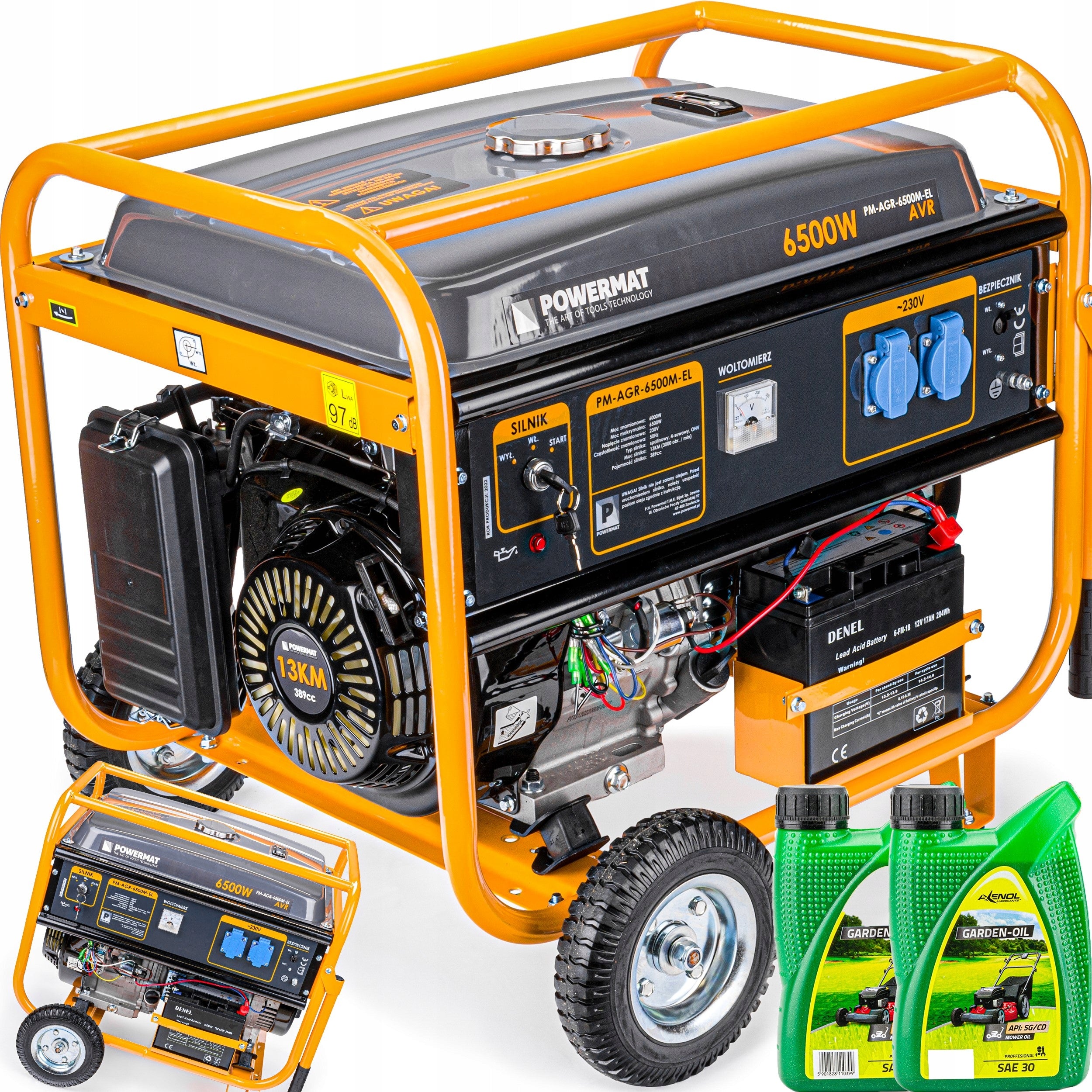 GENERATOR SET CURRENT GENERATOR 6500W 2X 230V 13HP ELECTRIC START