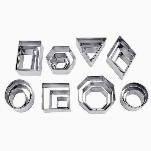 GEOMETRIC COOKIE MOLDS STAINLESS STEEL SET 24PCS STEEL