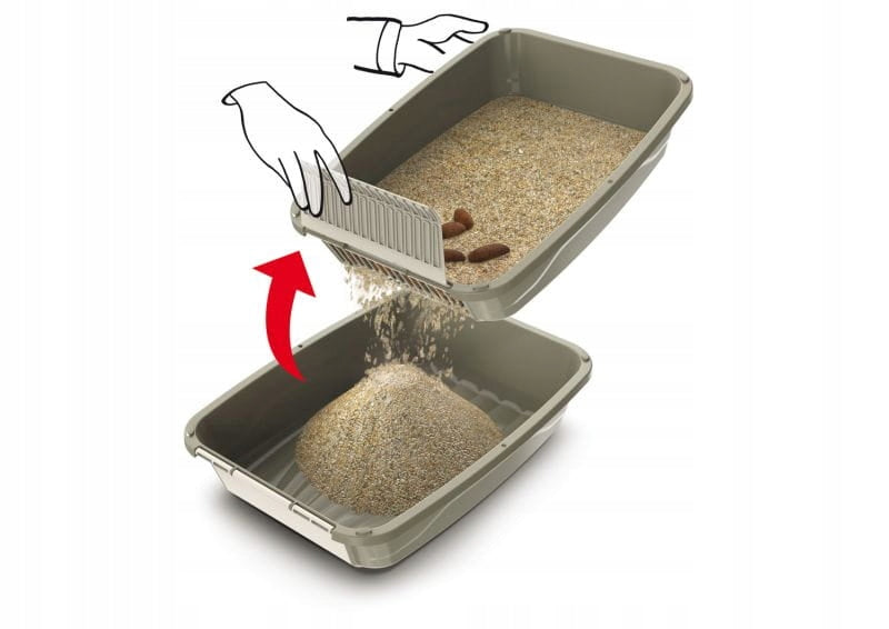GEORPLAST CAT LITTER BOX LARGE WITH SIEVE AND HIGH FRAME BEIGE 56x40x25cm Packaging status original