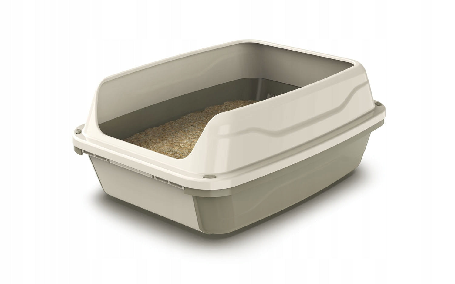 GEORPLAST CAT LITTER BOX LARGE WITH SIEVE AND HIGH FRAME BEIGE 56x40x25cm