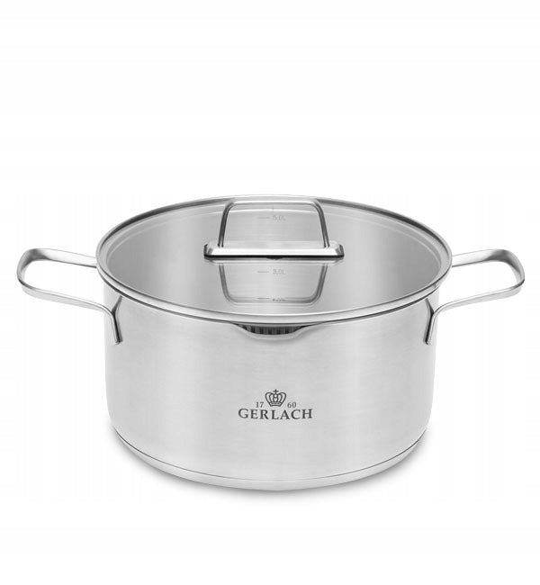 GERLACH AMBIENTE Set of pots with lids 8 el. / stainless steel Color silver