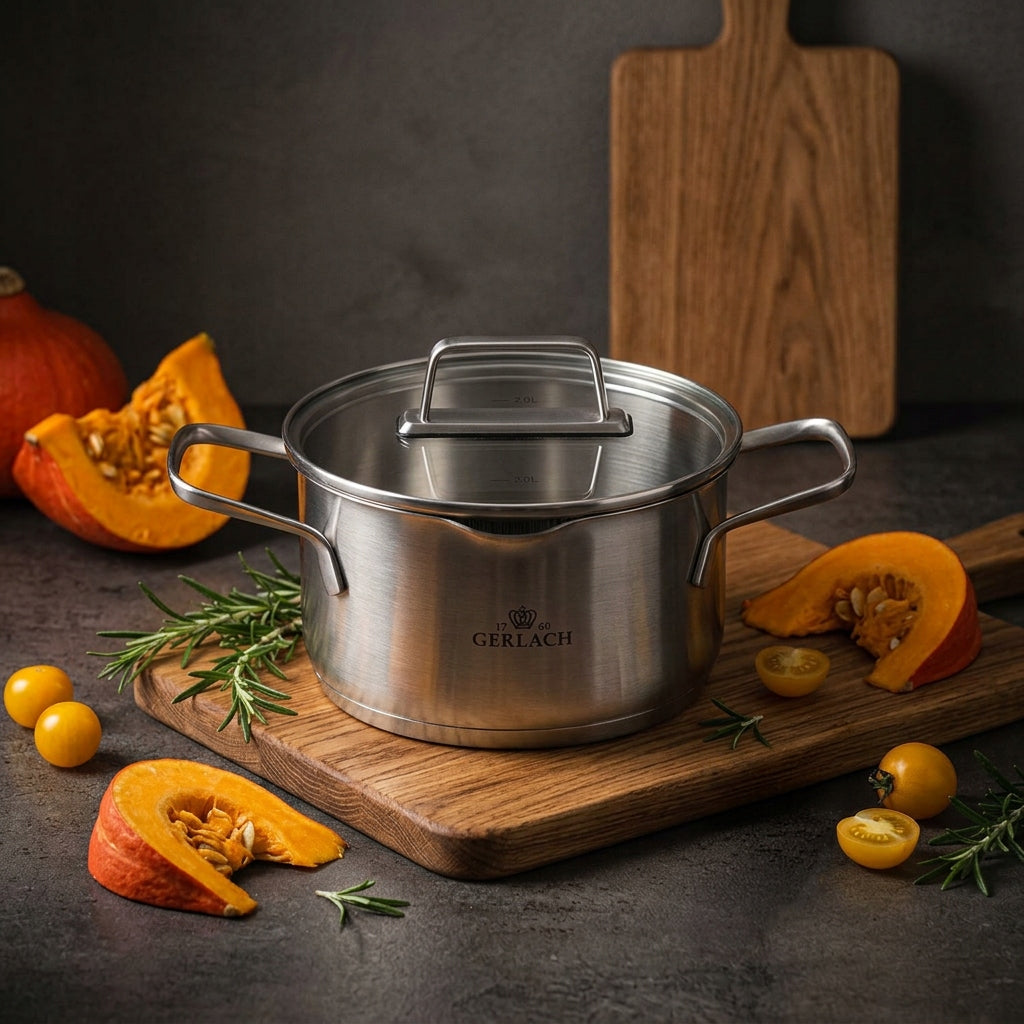 GERLACH AMBIENTE Set of pots with lids 8 el. / stainless steel Line AMBIENTE