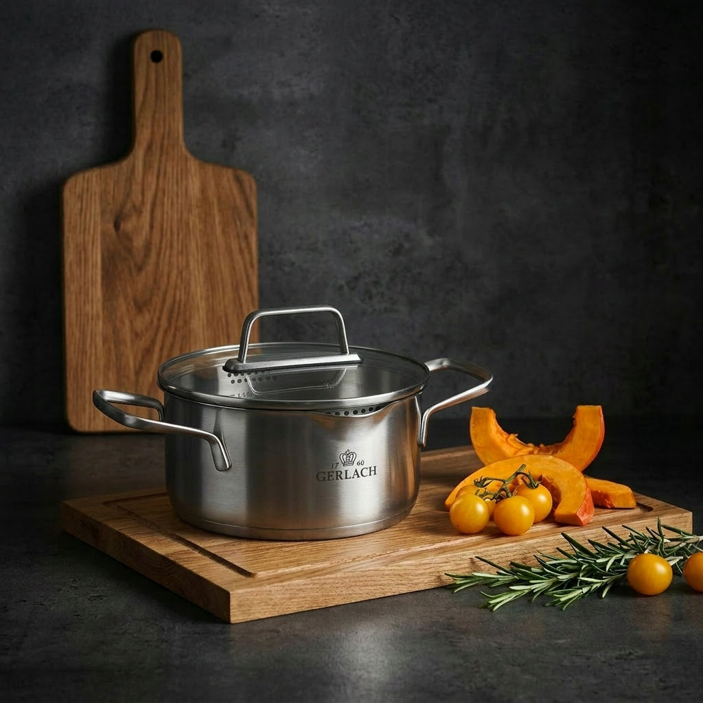 GERLACH AMBIENTE Set of pots with lids 8 el. / stainless steel Number of items in the set 8