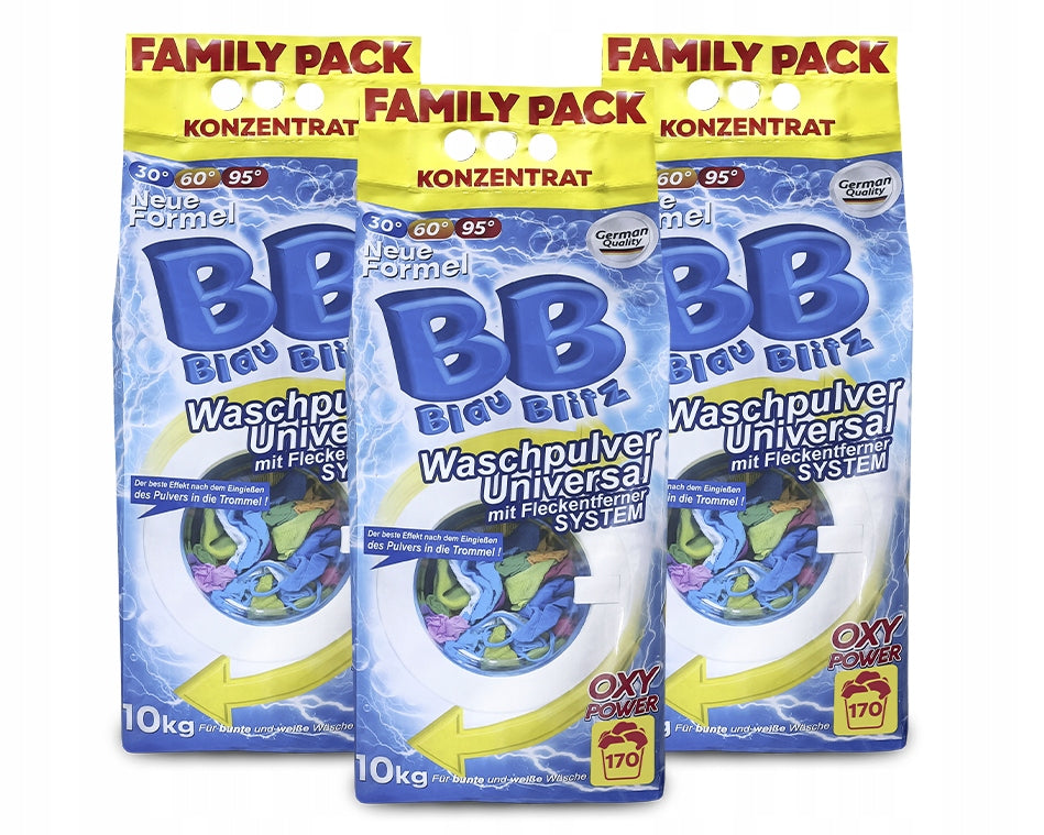 GERMAN WASHING POWDER BLAU BLITZ UNIVERSAL 10KG 170 WASHES