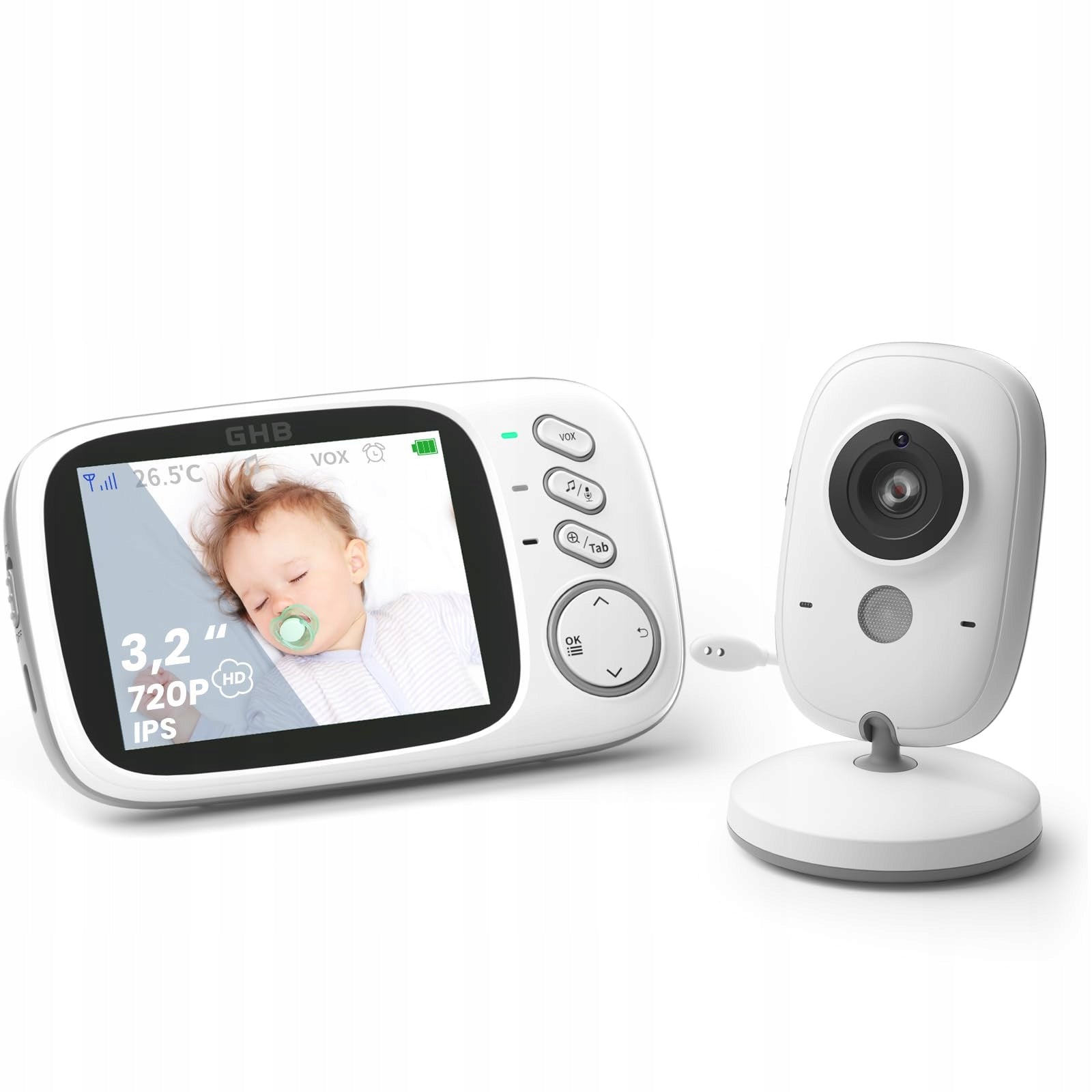 GHB Baby Monitor Electronic LCD Camera 3.2" VOX Mode Two Way Communication Packaging status original