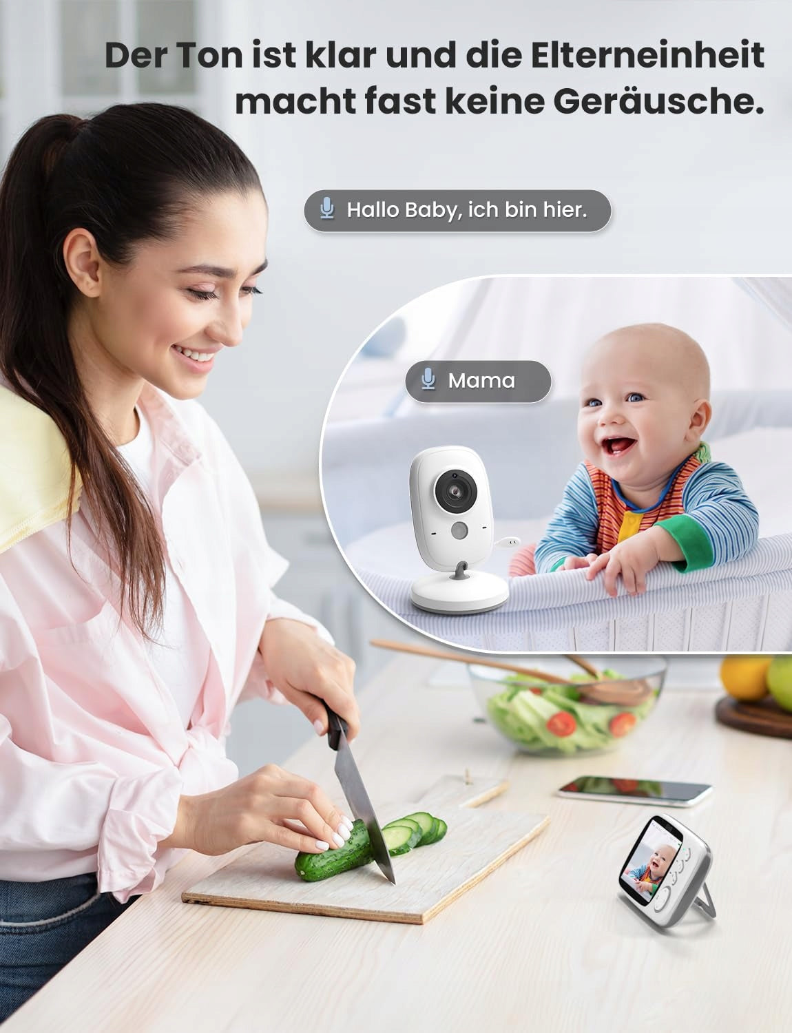 GHB Baby Monitor Electronic LCD Camera 3.2" VOX Mode Two Way Communication