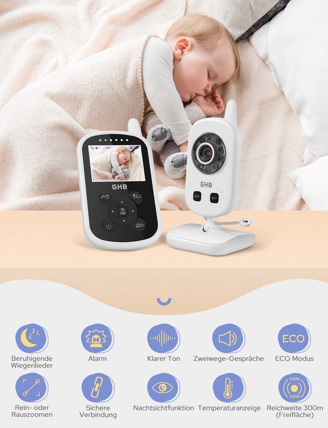 GHB Nanny Electronic Camera Monitor 24GHz Two Way ECO Night Mode Manufacturer code 908017