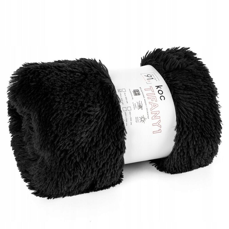 GIFT BLANKET ITALIAN FURRY bedspread PLED 70X160 black