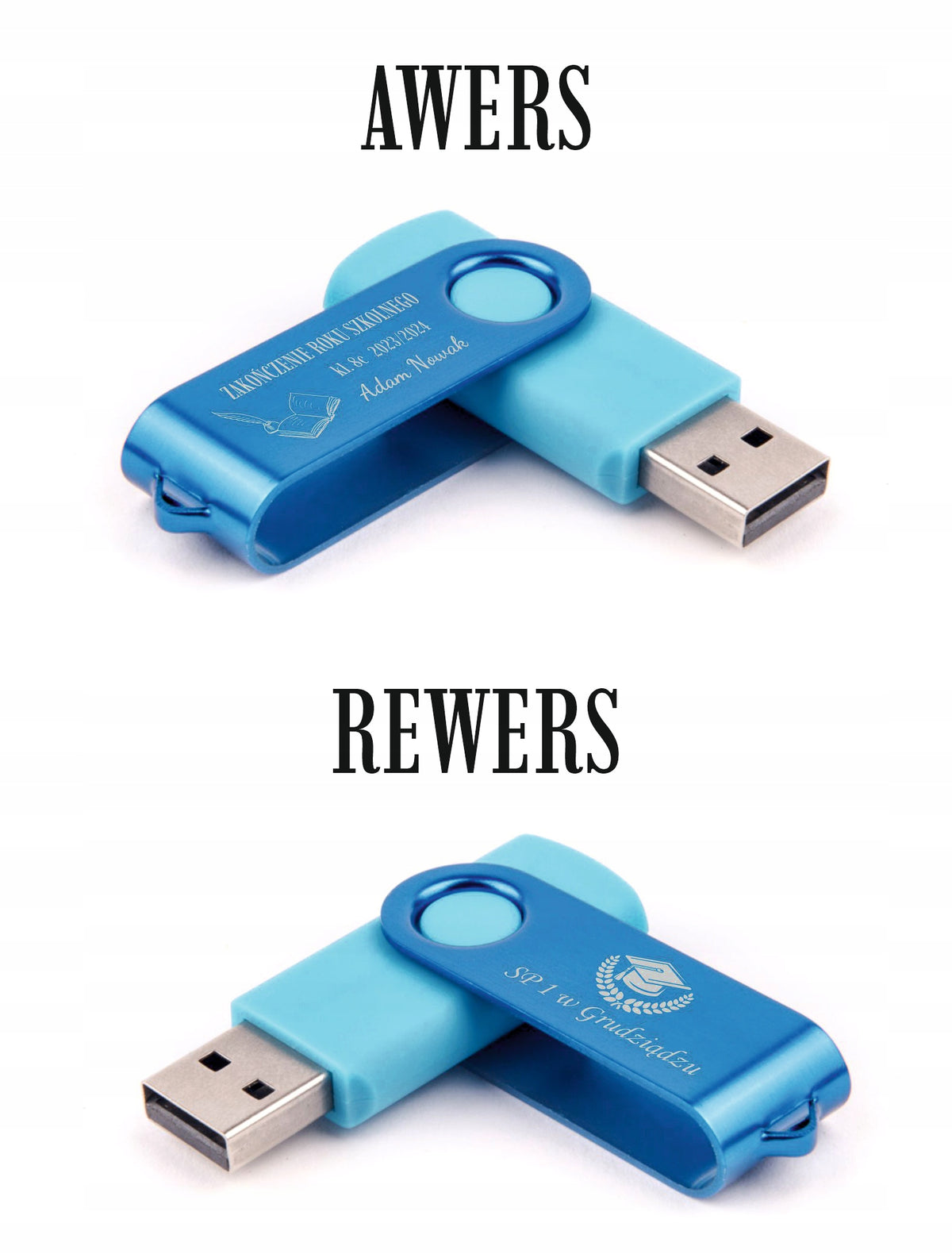 GIFT ENGRAVED Pendrive 4 GB USB 2.0 + YEAR-END BOX for STUDENT Brand MemoRabbit