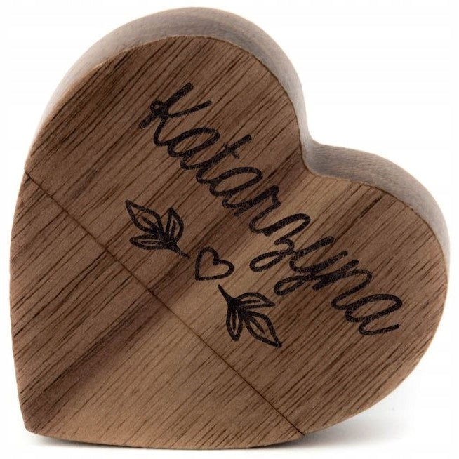 GIFT Pendrive ENGRAVING HEART Wooden 16GB USB 2.0 NAME