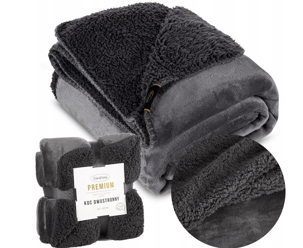 GIFT soft BLANKET bedspread PLED double-sided Tedy 150x200 cm steel