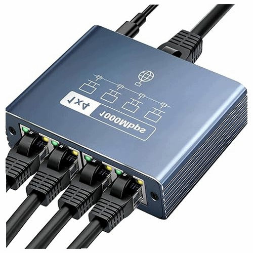 GIGABIT ETHERNET SWITCH 1 TO 4 PORTS RJ45 ALUMINUM 1000 MBPS