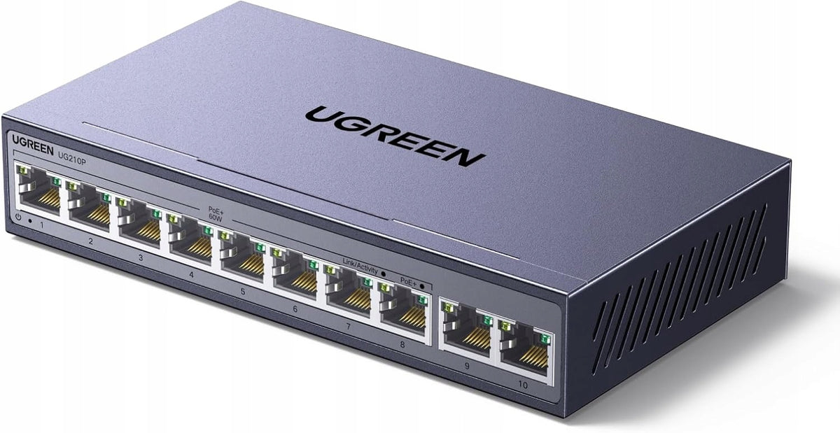 GIGABIT POE NETWORK SWITCH 10 PORTS 8+2 NVR IP CAMERA