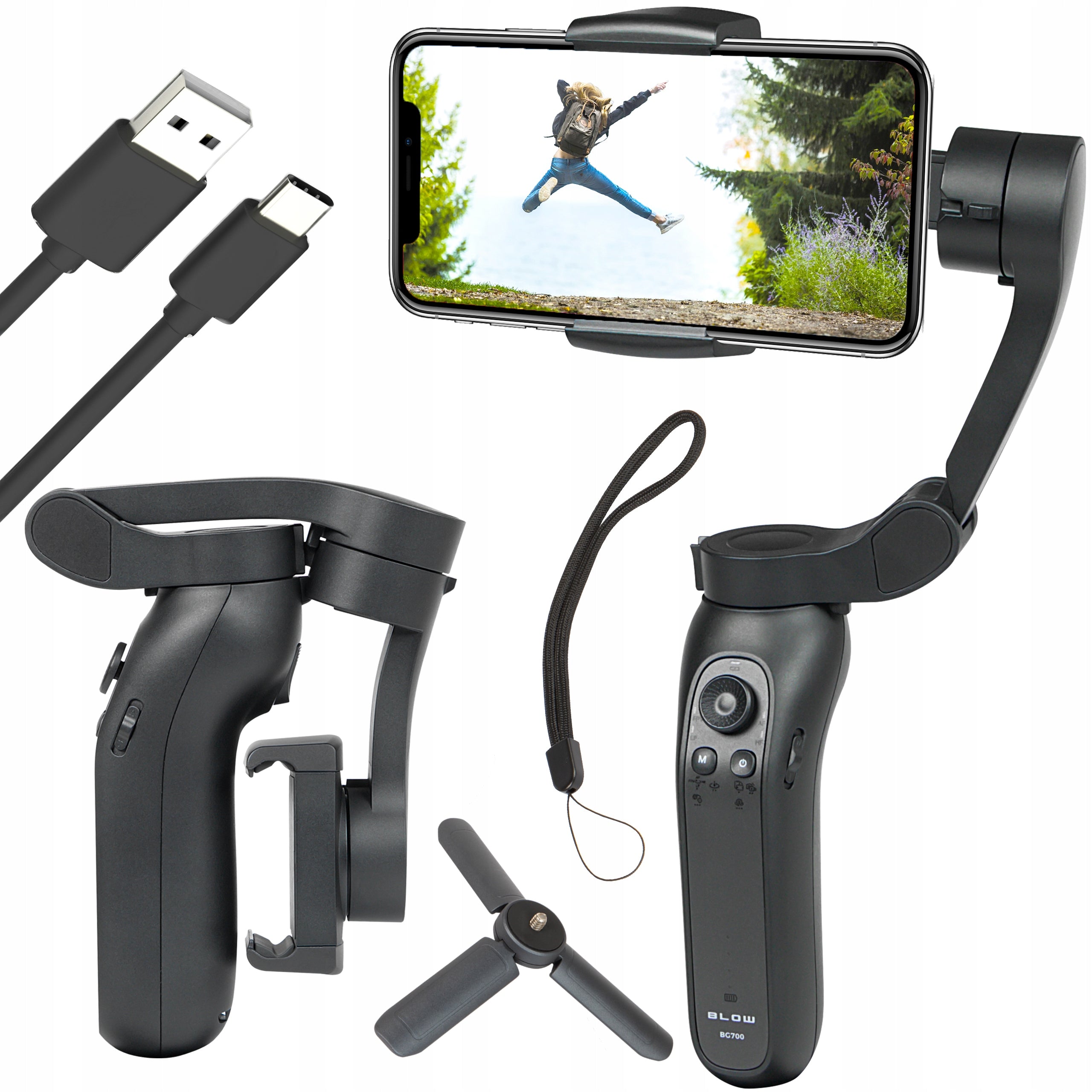 GIMBAL FOR PHONE HANDHELD IMAGE STABILIZER iOS ANDROID FOLDING SELFIE
