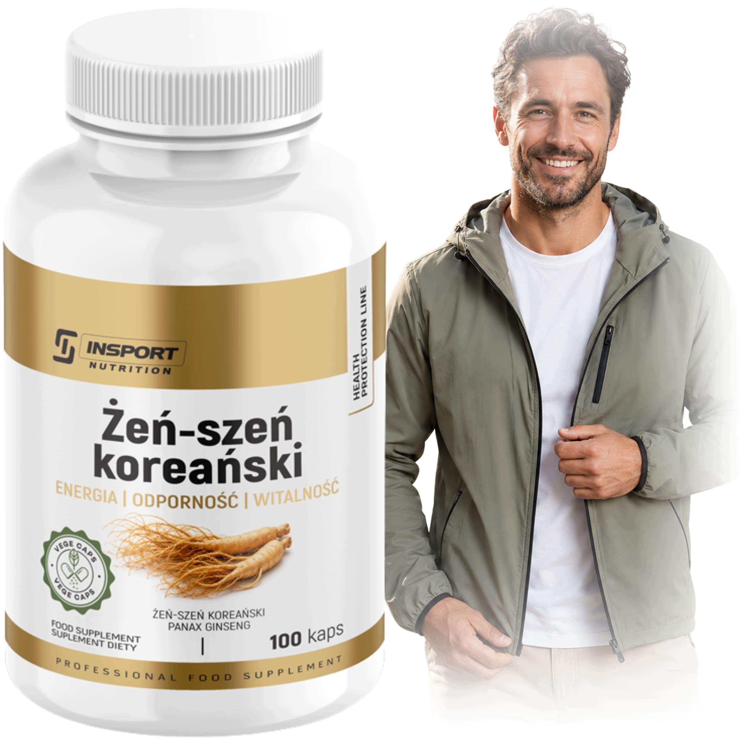 GINSENG Korean 1000 mg 100 kap Vitality Stress Memory Energy | INSPORT