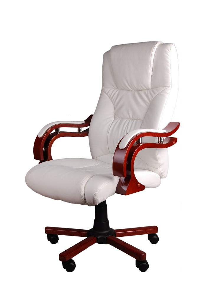 GIOSEDIO NEW WHITE ARMCHAIR OFFICE WITH WOOD BSL002
