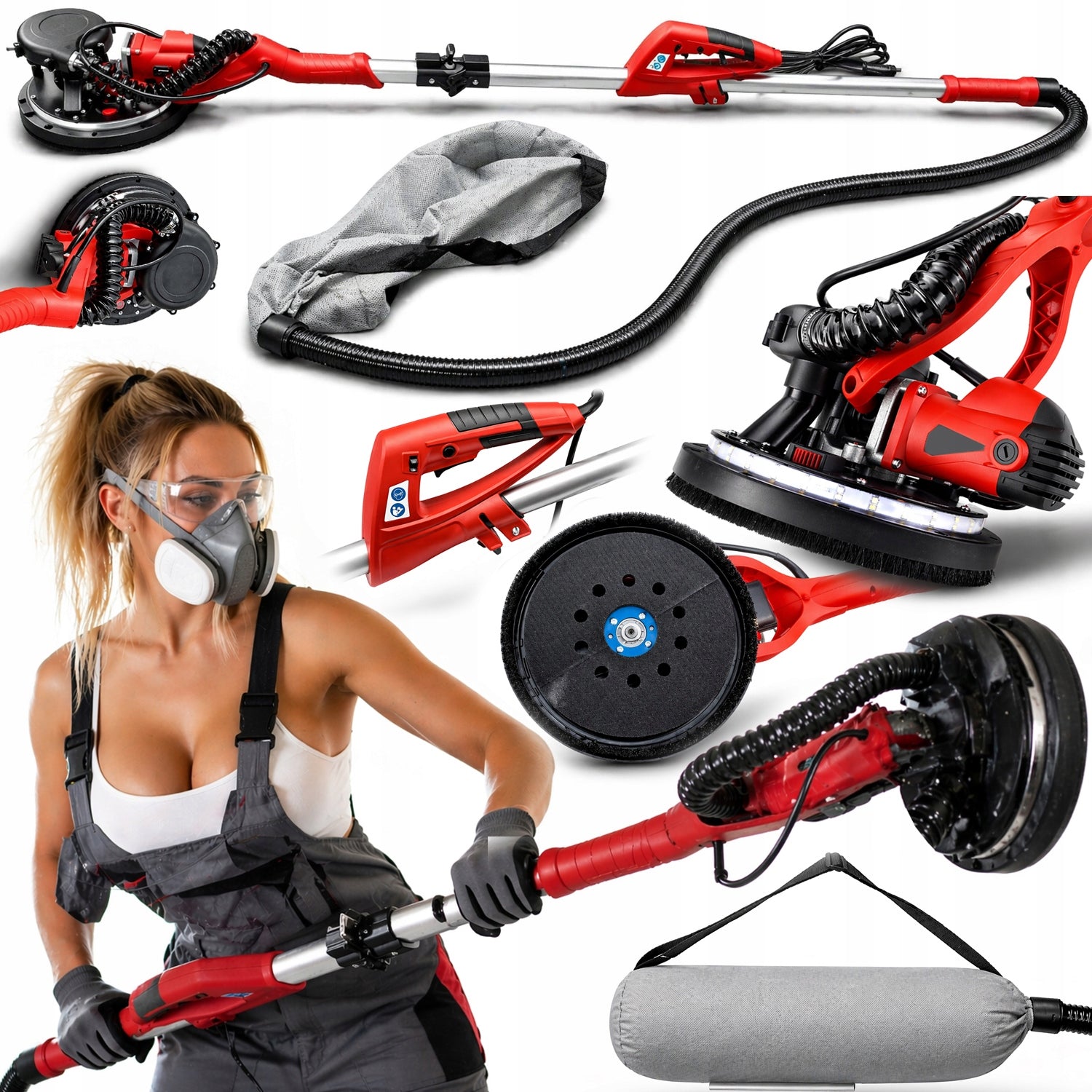 GIRAFFE GRINDER FOR PLASTER 2200W LED DUST-FREE 225mm 6p