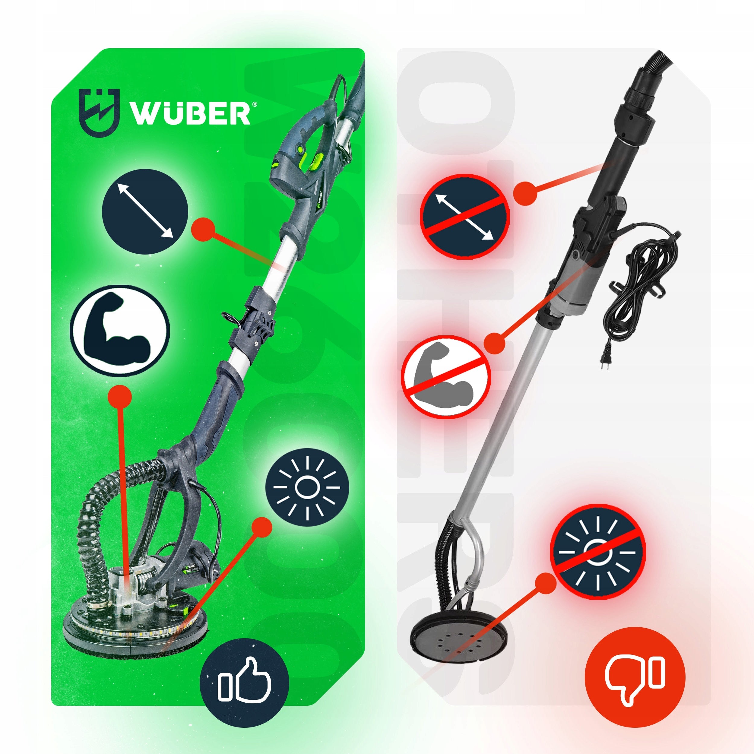 GIRAFFE GRINDER FOR PLASTER FINISH LED ADJUSTMENT+PAPER 6+BAG Packaging status original