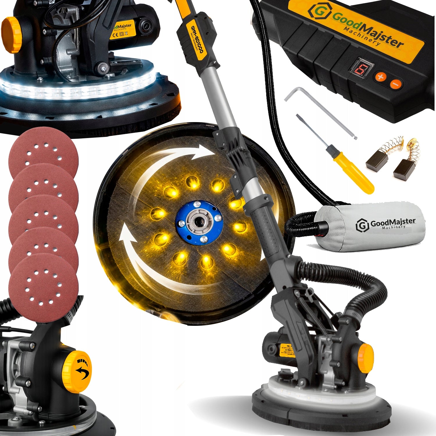 GIRAFFE GYPSUM GRINDER Smooths Plaster CEILING WALLS 2xLED 900W TRH Head