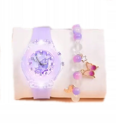 GIRL'S WATCH WITH STRAP GLOWING + BUTTERFLY BRACELET 1659