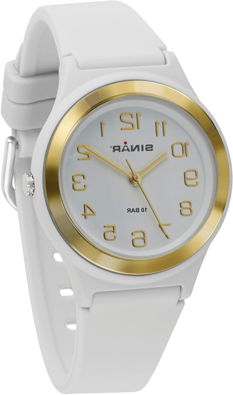 GIRLS ANALOG QUARTZ WATCH 10 BAR WATERPROOF WHITE GOLD
