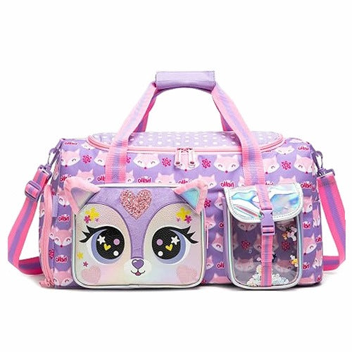 GIRLS FOX NYLON SPORTS BAG WITH REMOVABLE STRAP FOR KIDS