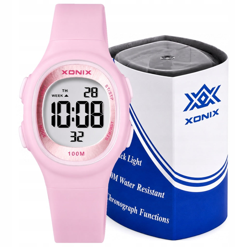 GIRLS' WATCH XONIX BBR PINK MULTIFUNCTIONAL Stopwatch Timer Large Numbers