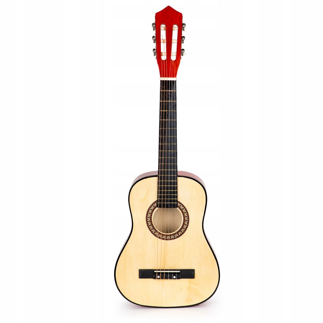 Ecotoys Didelė medinė vaikiška gitara su 6 stygomis