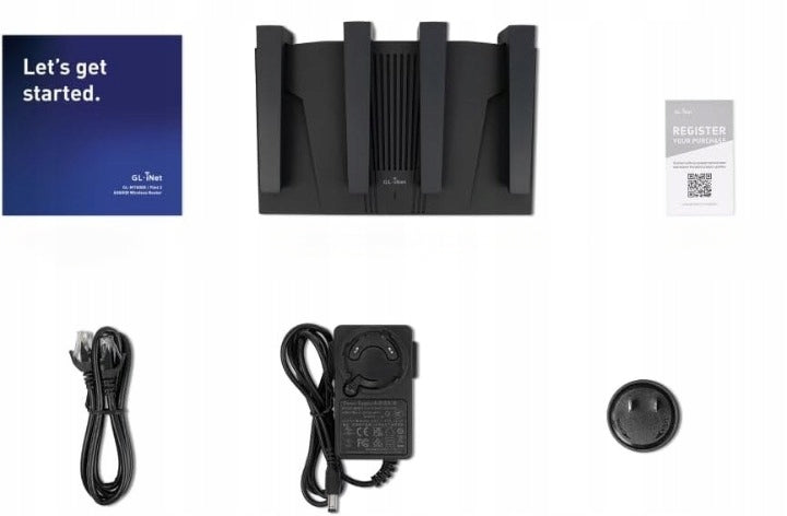 GL.iNet Flint 2 GL-MT6000 WiFi Router 6 2x 2.5G VPN WireGuard 4xEthernet Packaging status original