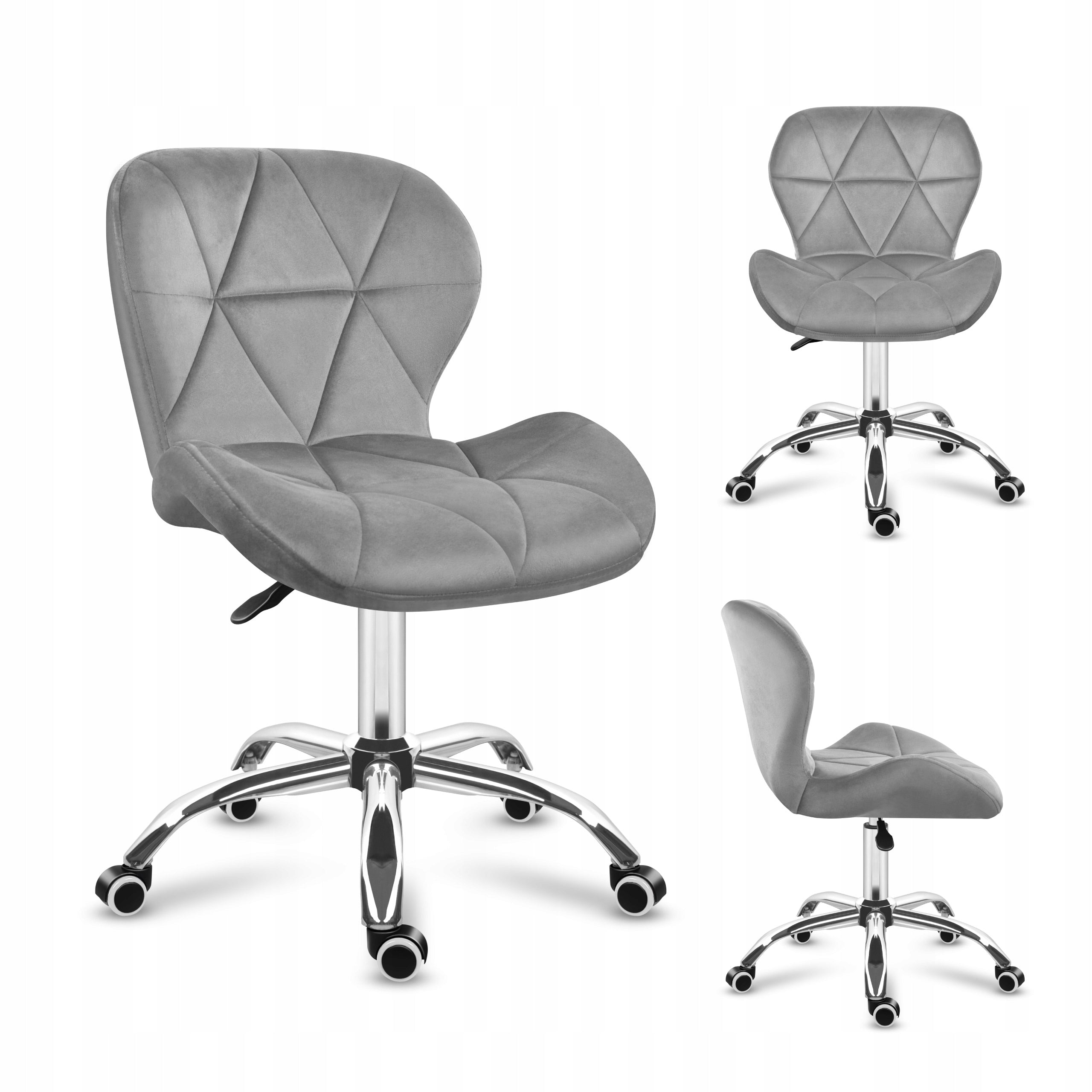 GLAM Grey Velvet Upholstered Office Chair for Living Room