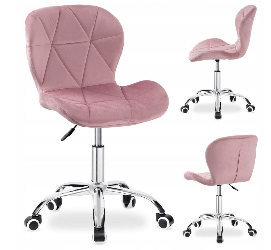 GLAM office chair pink velour swivel chrome adjustable ergonomic Manufacturer code GLAM RÓŻOWY VELVET