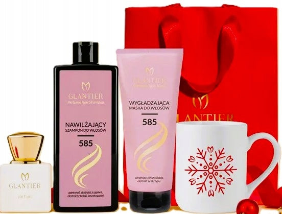 GLANTIER Hair Gift Set for Her + Premium Perfume 585 + Mug