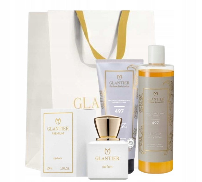 GLANTIER Maxi Set for Her 497: Perfume Premium Oil Lotion Bag