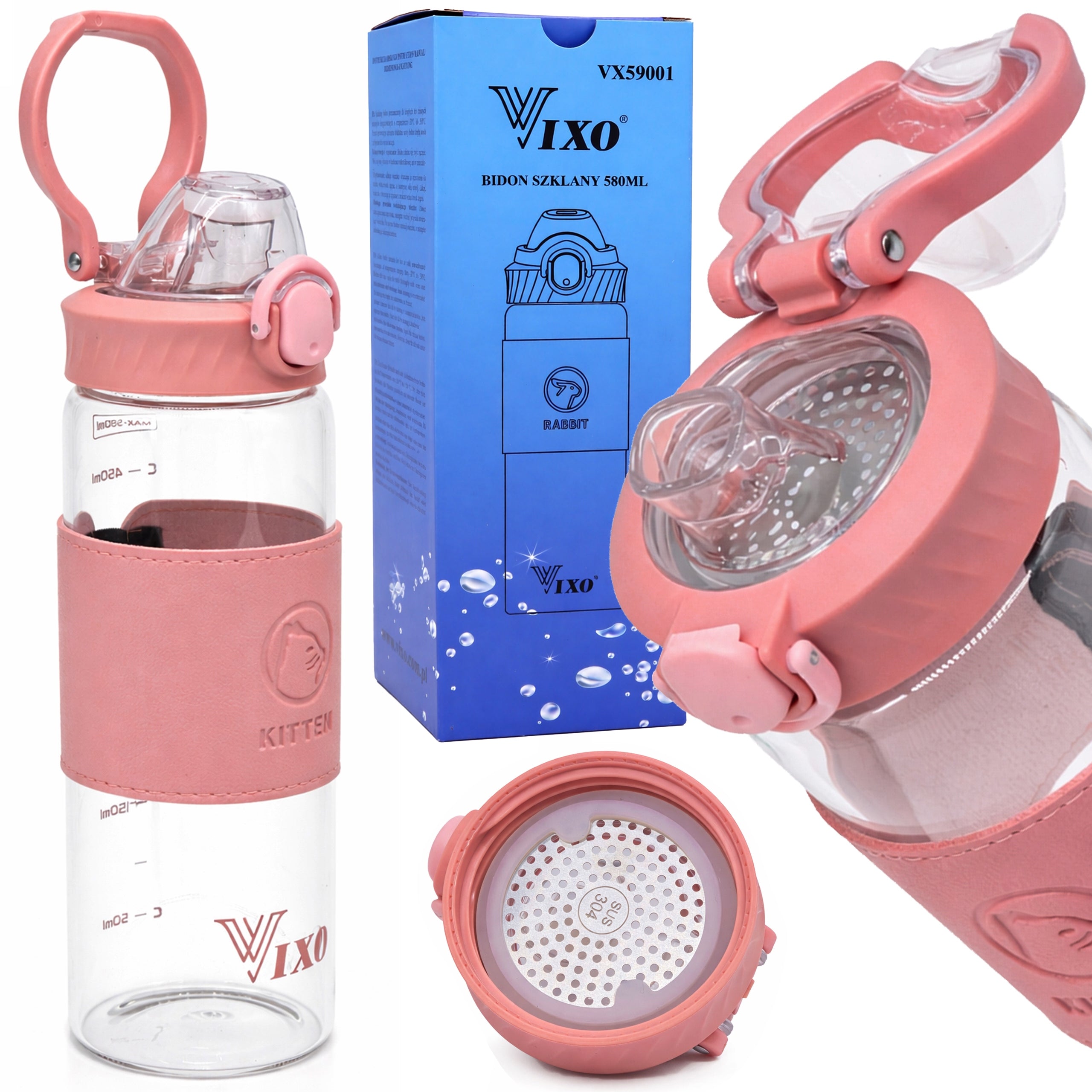 GLASS BOTTLE FOR WATER DRINKS VIXO GLASS BOTTLE AIRTIGHT STRAINER HOLDER