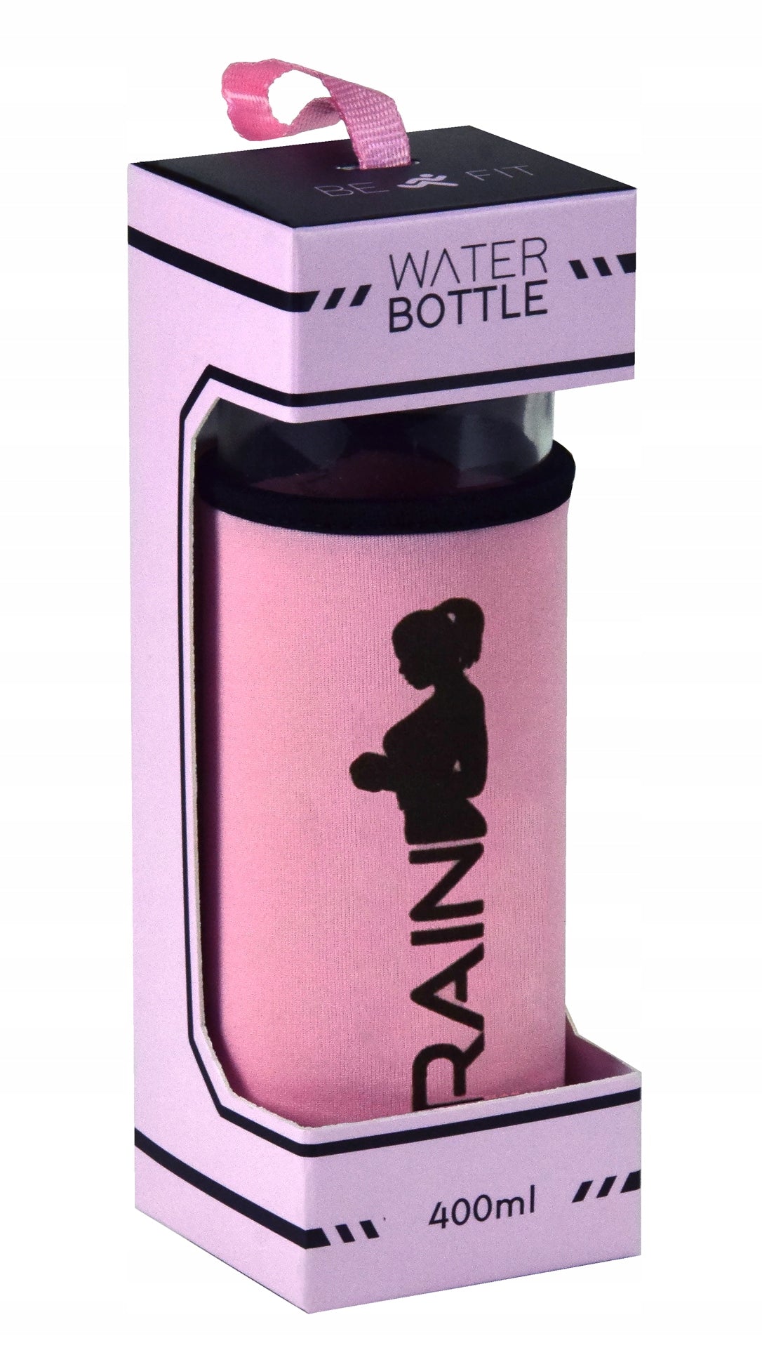GLASS BOTTLE SPORTS WATER BOTTLE FOR TRAINING NON-SLIP COVER 400ml Brand no brand