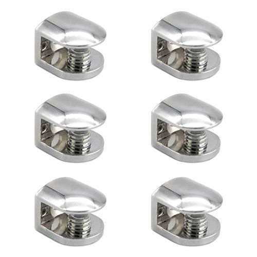 GLASS CLAMP ADJUSTABLE ZINC ALLOY CHROME PLATED FOR SHELF 6 PCS. silicone Brand no brand