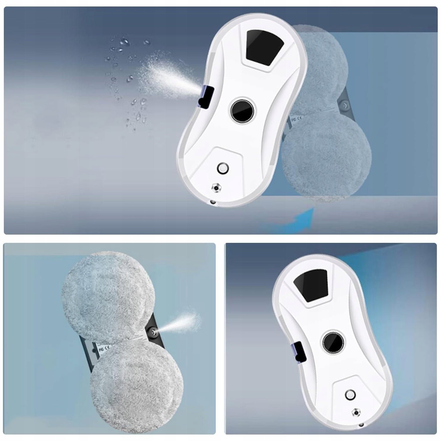GLASS CLEANING ROBOT 5600PA 10 CLOTHS SUITABLE FOR CLEAN WATER Dominant color white