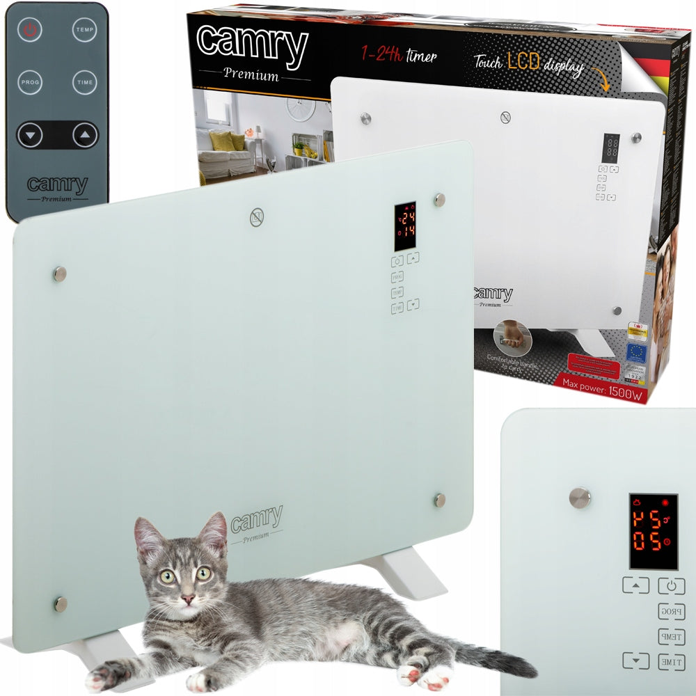 GLASS CONVECTOR HEATER LCD WITH REMOTE CONTROL CAMRY 1500W CR7721 SUPER DESIGN