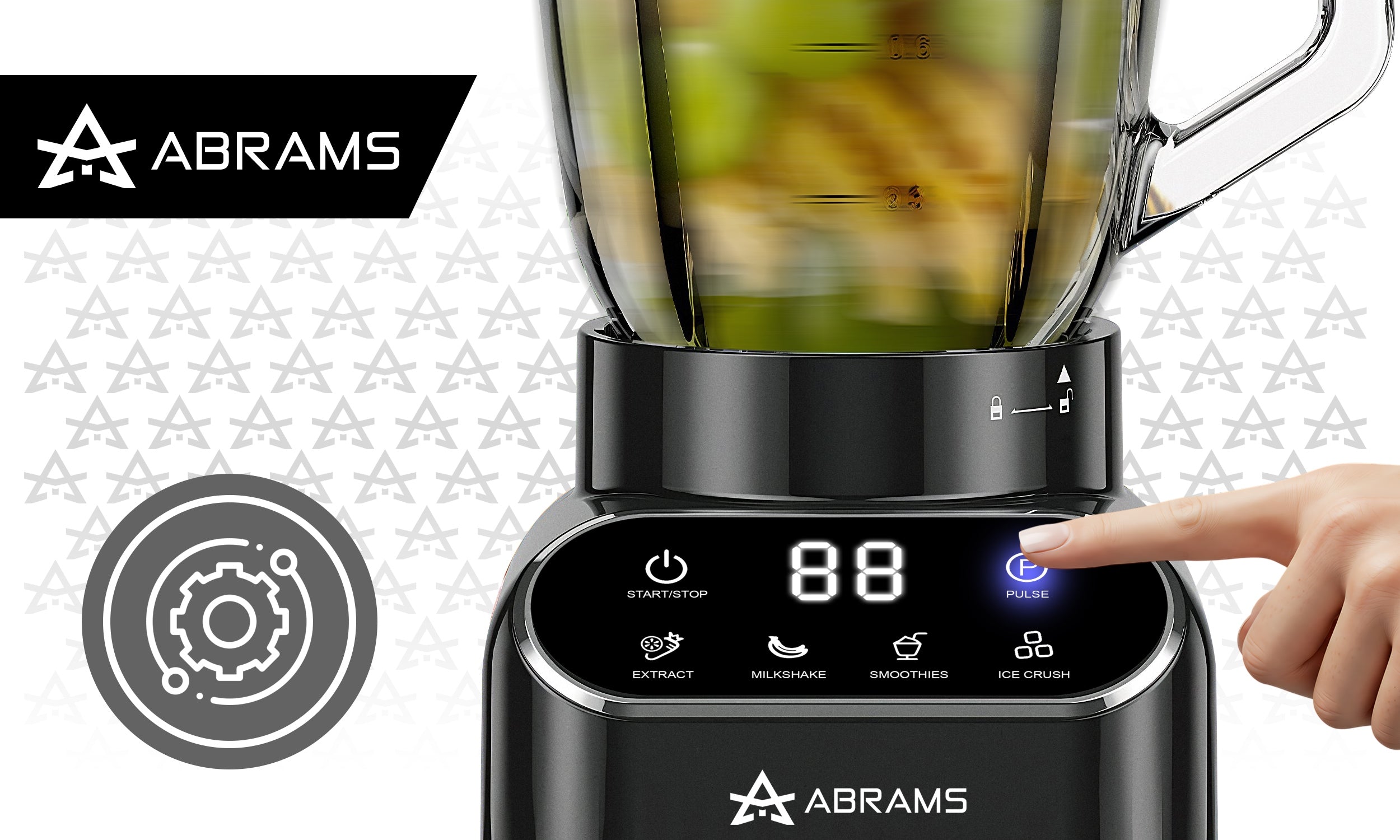 GLASS CUP BLENDER 1,5L SMOOTHIE COCKTAIL MIXER TITANIUM BLADES Brand Abrams