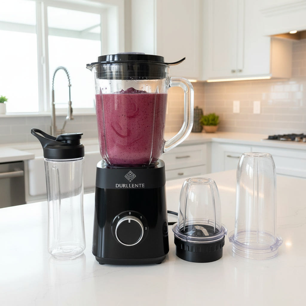 GLASS CUP BLENDER 1,5L SMOOTHIE MIXER FOR COCKTAILS WATER BOTTLE DURLLENTE Packaging status original