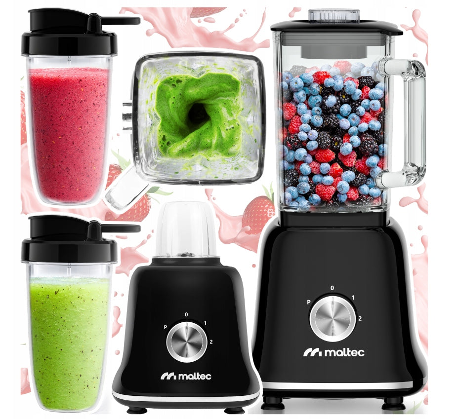 GLASS CUP BLENDER FOR COCKTAILS SMOOTHIE GRINDER 2 WATER BOTTLES LARGE 1600ML