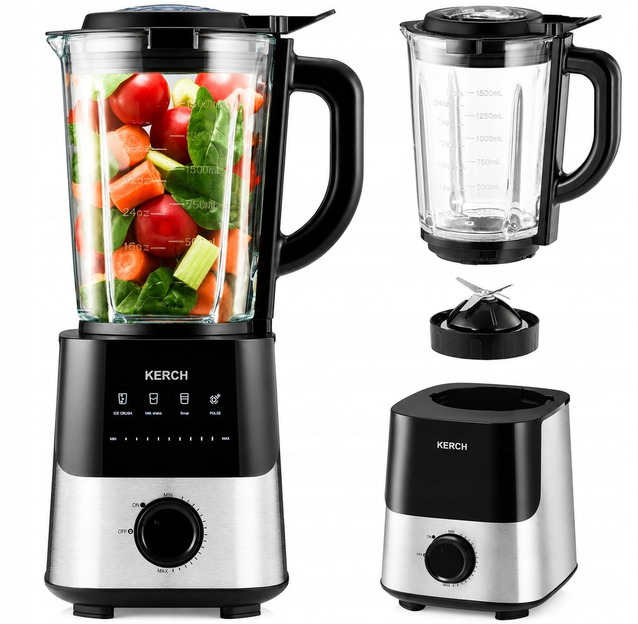 GLASS CUP BLENDER FOR SMOOTHIE COCKTAILS KERCH AXEL 2,2L 2700W