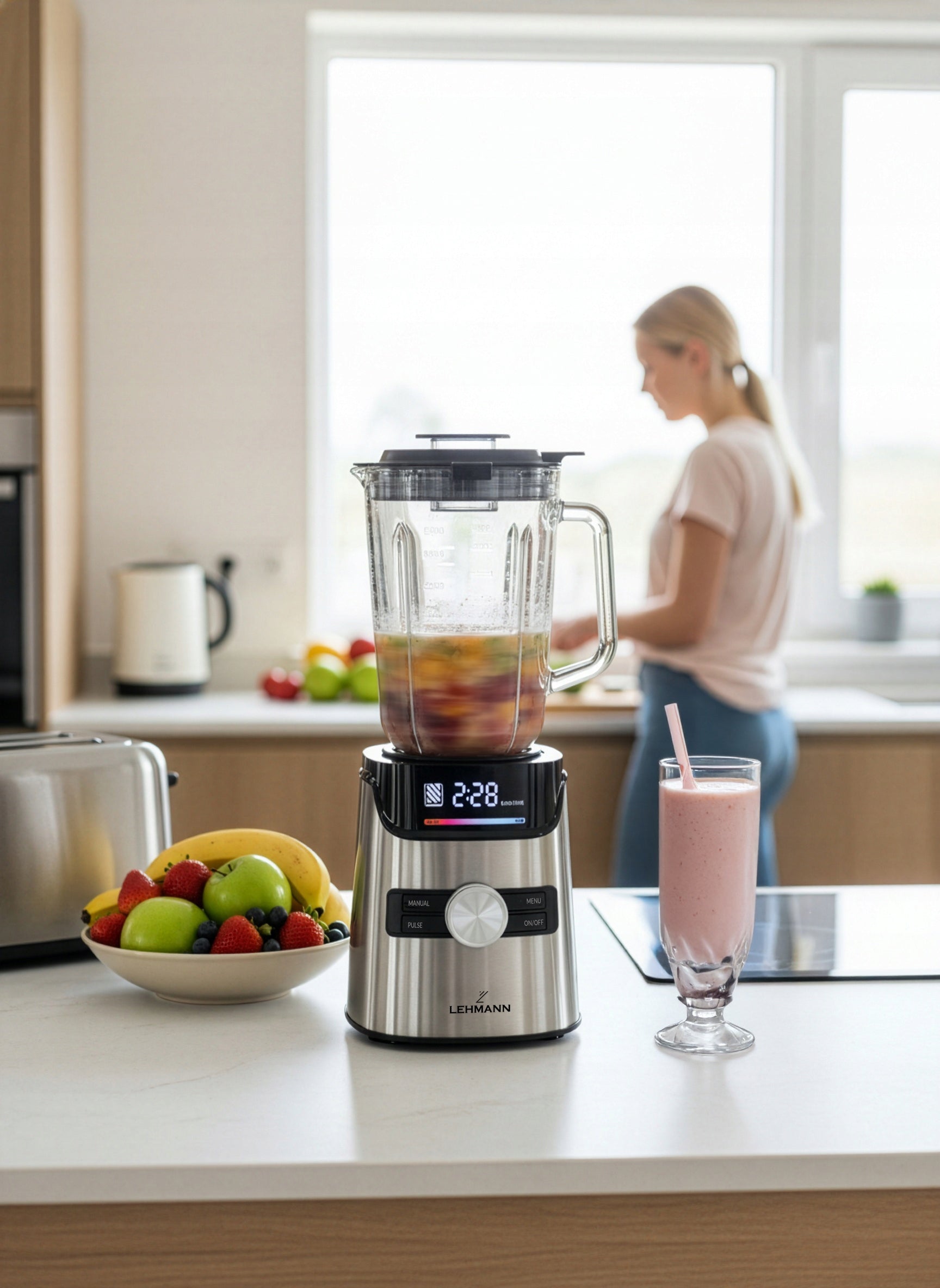 GLASS CUP BLENDER FOR SMOOTHIE COCKTAILS WATER BOTTLES CRUSHES ICE GRINDER XL Brand Lehmann