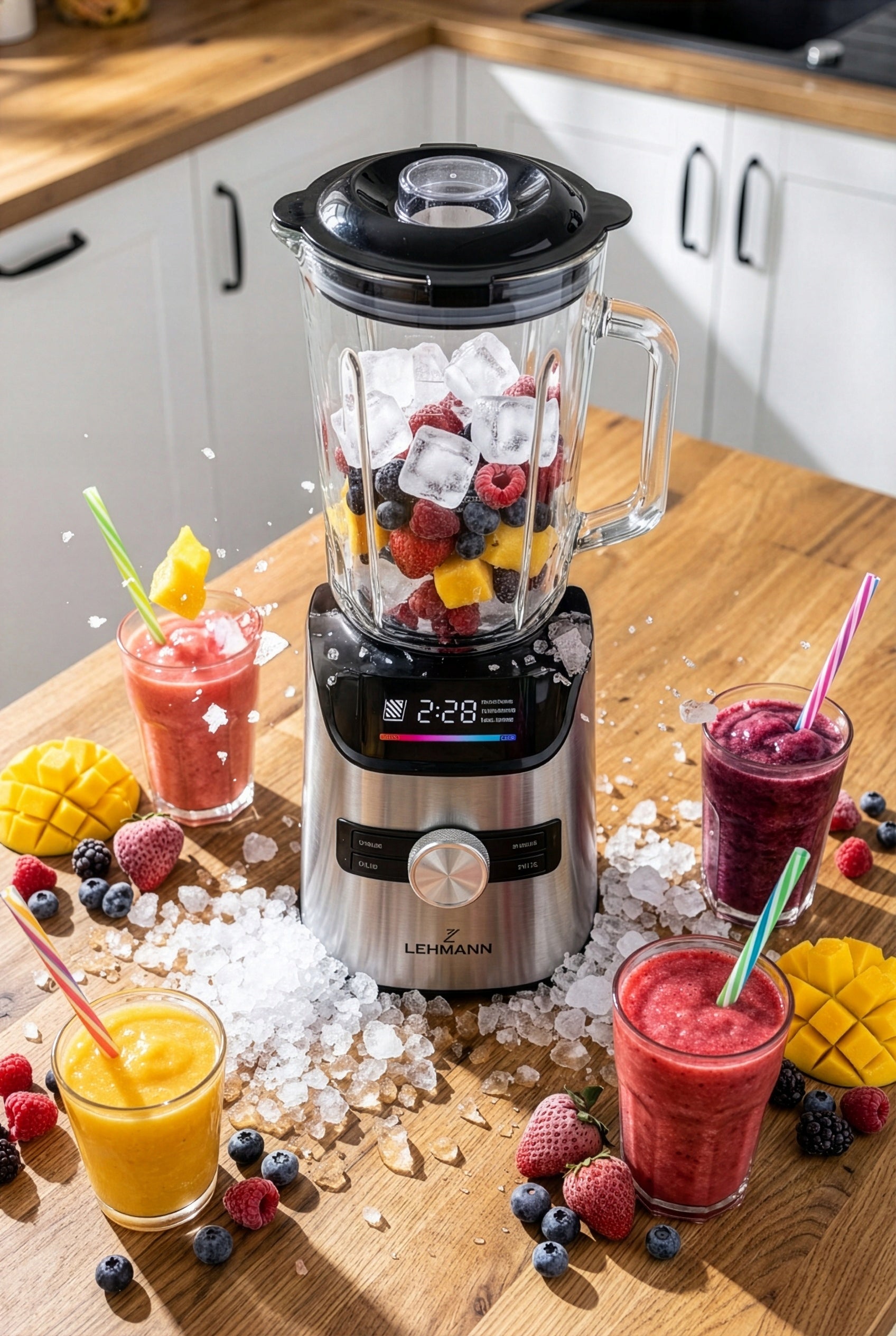 GLASS CUP BLENDER FOR SMOOTHIE COCKTAILS WATER BOTTLES CRUSHES ICE GRINDER XL Dominant color silver/gray