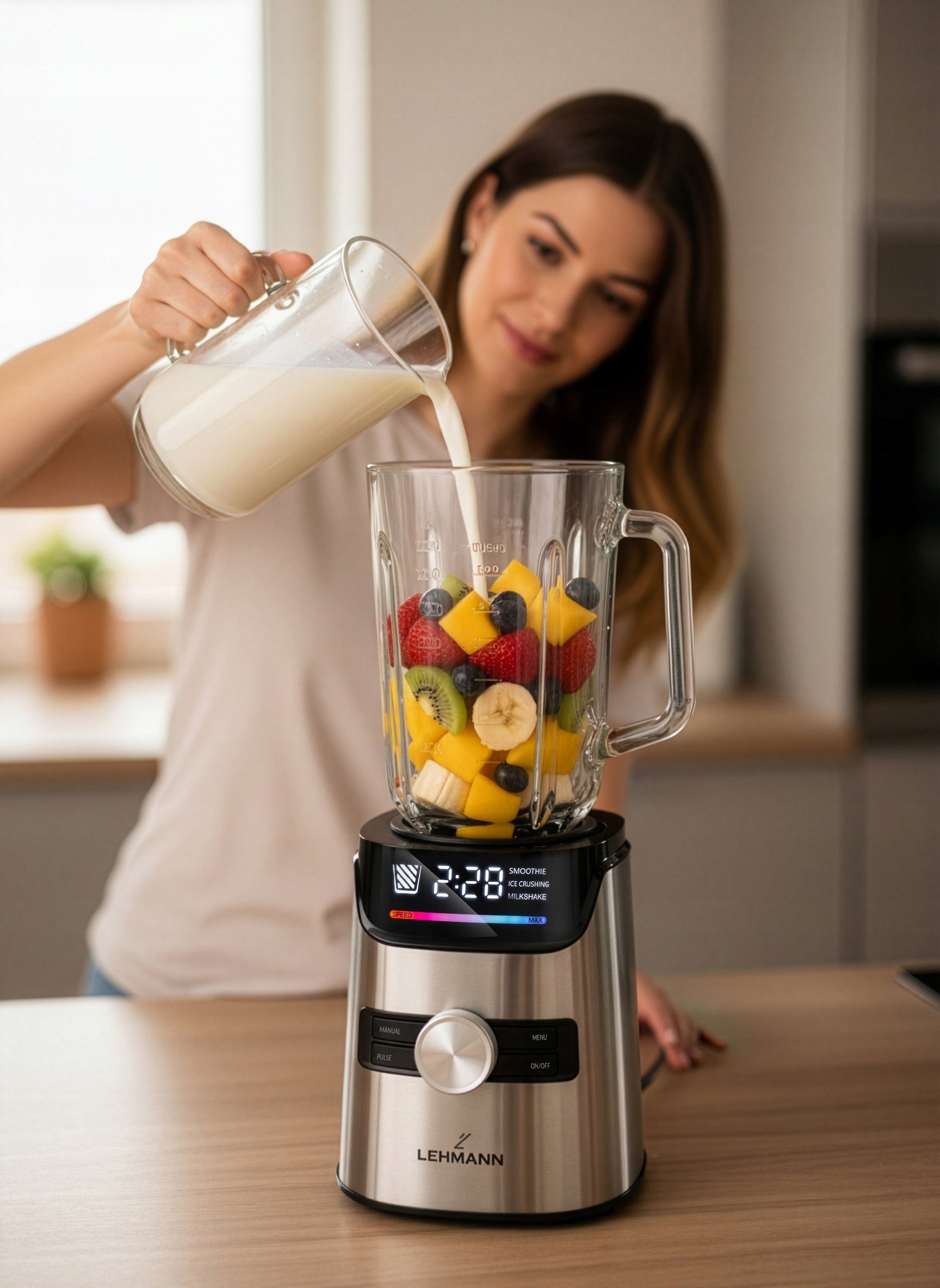 GLASS CUP BLENDER FOR SMOOTHIE COCKTAILS WATER BOTTLES CRUSHES ICE GRINDER XL Power rating 1400 W